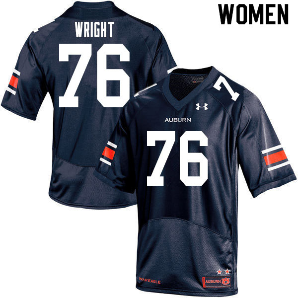 Auburn Tigers Women's Jeremiah Wright #76 Navy Under Armour Stitched College 2020 NCAA Authentic Football Jersey SMR8774YS